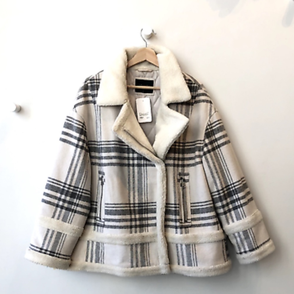 Sanctuary Women’s Grey Plaid Moto Zip Jacket